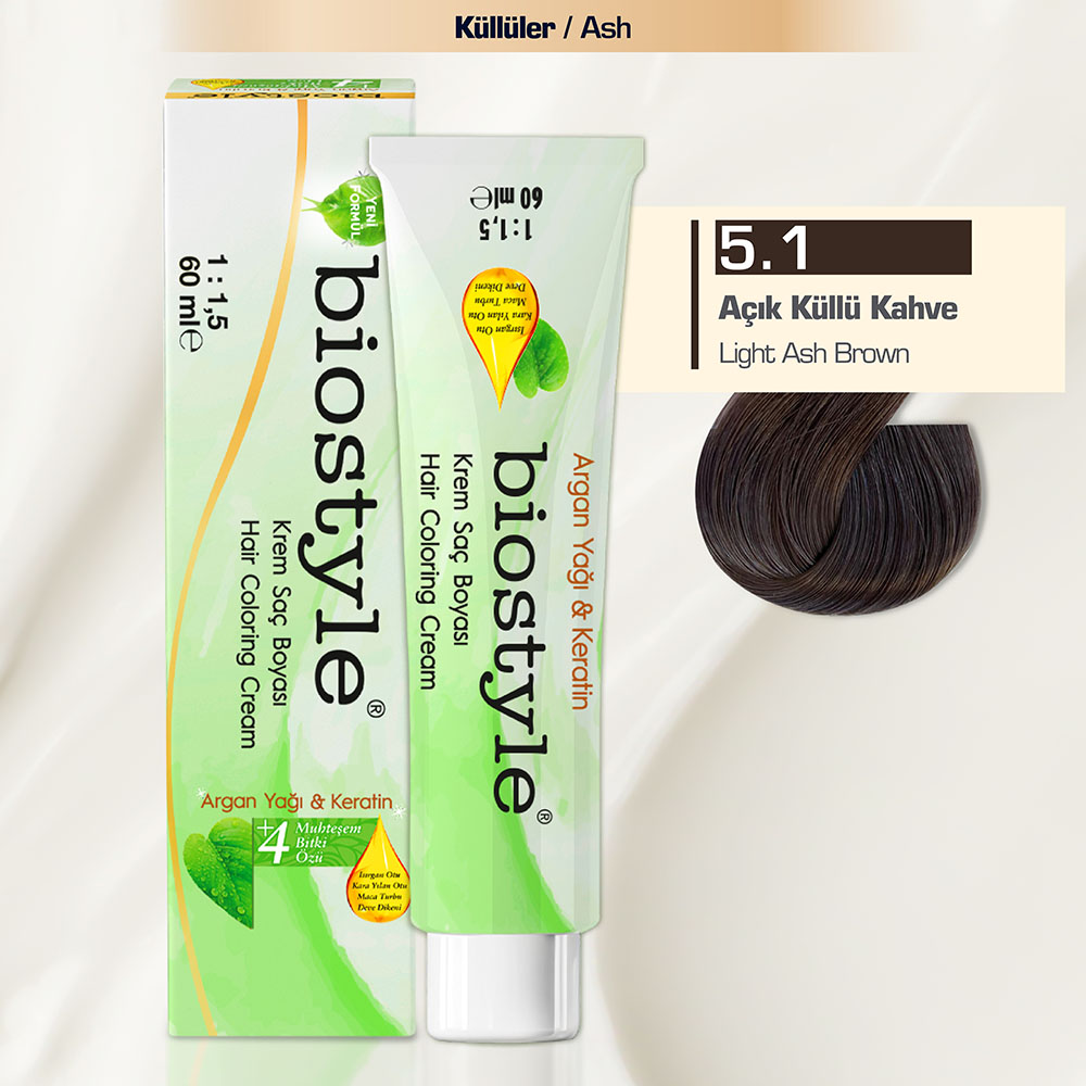 Biostyle 5.1 Açık Küllü Kahve biostyle-5.1-acik-kullu-kahve-profesyonel-krem-sac-boyasi