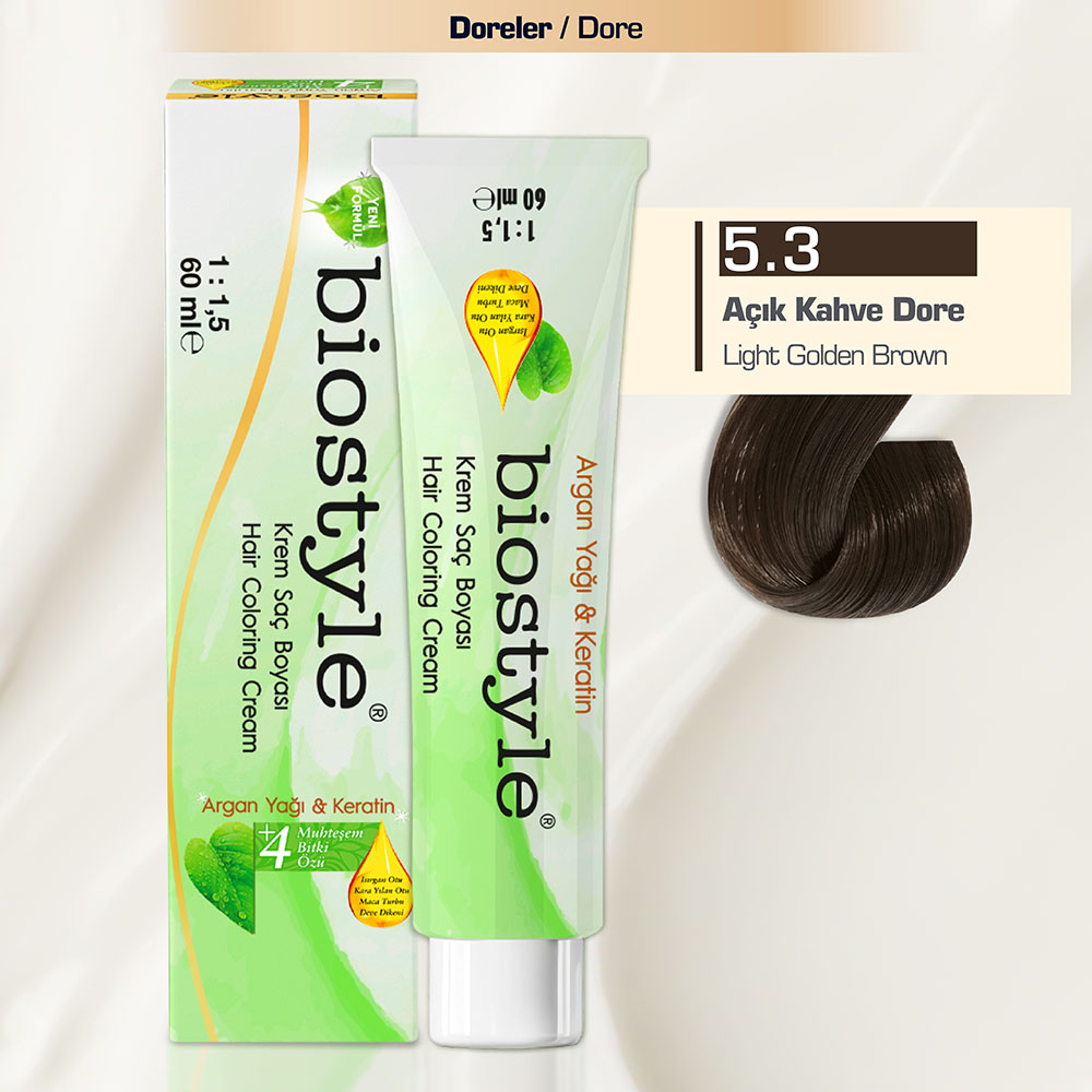 Biostyle 5.3 Açık Kahve Dore biostyle-5.3-acik-kahve-dore-profesyonel-krem-sac-boyasi