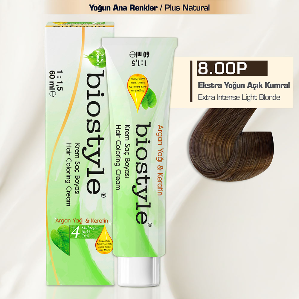 Biostyle 8.00P Ekstra Yoğun Açık Kumral biostyle-8.00P-ekstra-yogun-acik-kumral-profesyonel-krem-sac-boyasi