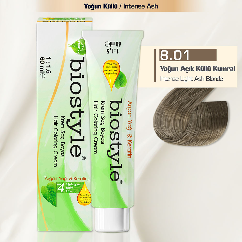 Biostyle 8.01 Yoğun Açık Küllü Kumral biostyle-8.01-yogun-acik-kullu-kumral-profesyonel-krem-sac-boyasi
