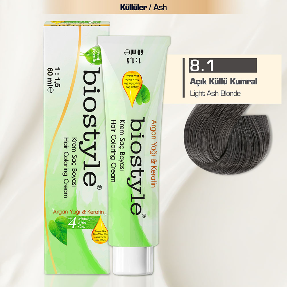 Biostyle 8.1 Açık Küllü Kumral biostyle-8.1-acik-kullu-kumral-profesyonel-krem-sac-boyasi