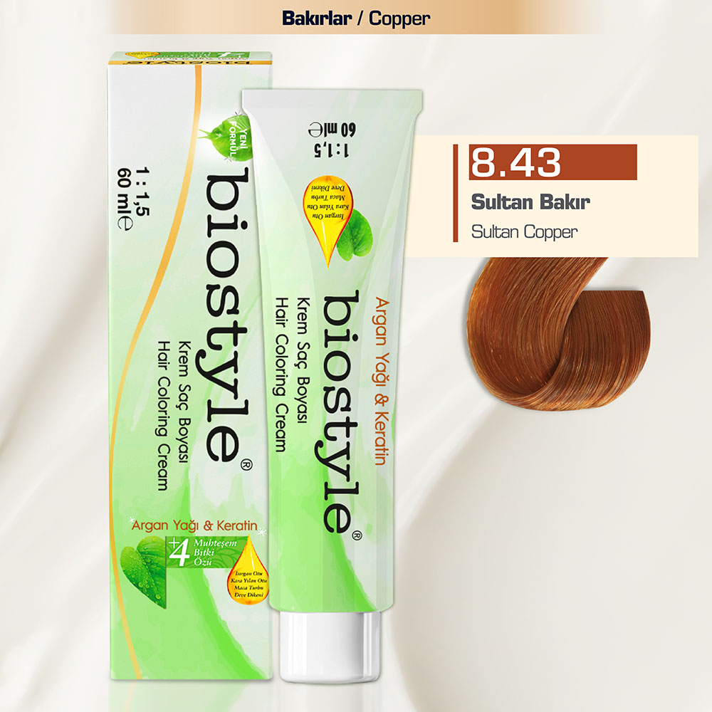 Biostyle 8.43 Sultan Bakır biostyle-8.34-sultan-bakır-profesyonel-krem-sac-boyasi